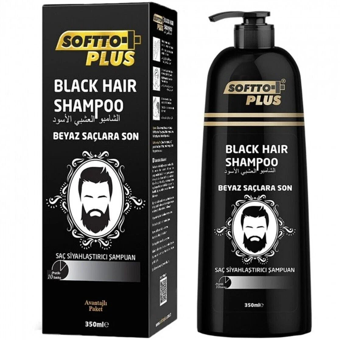 Softto Plus Schwarz Haar Shampoo 350 ml